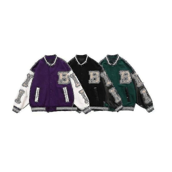 Harajuku Bomberjackor Kvinnor Kappa Herr Par Baseballjacka Unisex pojkvänstil Hiphop Varsity Kvinnor Vårjacka Man green L