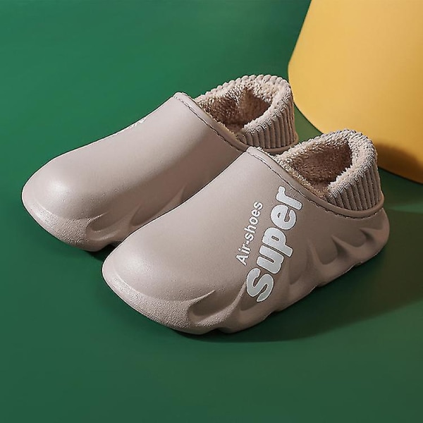 Lumitossut Talvi Lämpimät Slip On Pehmokengät Vedenpitävät Liukuestepohjaiset Matala Varsi Tasapohjaiset Kengät Light brown 36-37(Suitable for35-36)