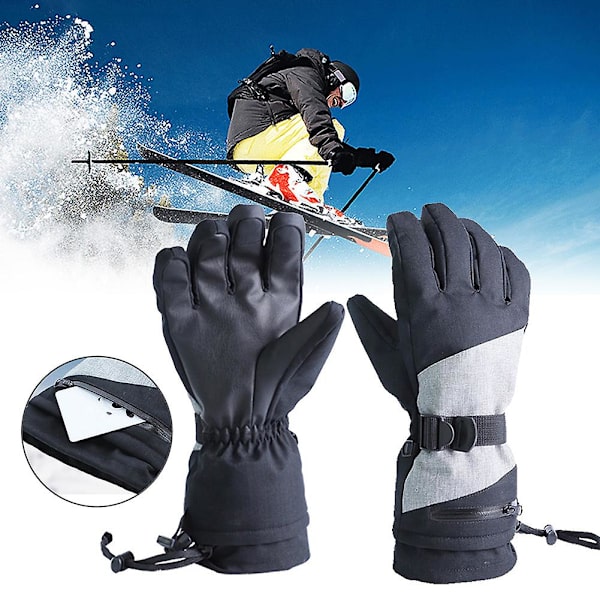 Unisex Cykelhandskar Touch Screen Fleece Termiska Skidhandskar Vindtäta Utomhus Handskar Black M