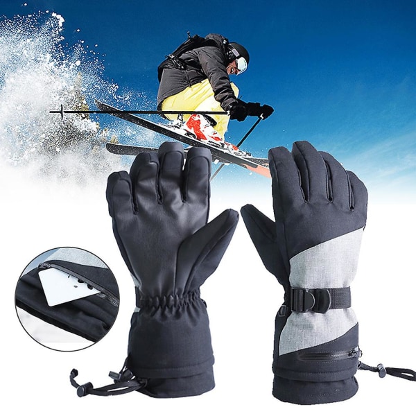Unisex Cykelhandskar Touch Screen Fleece Termiska Skidhandskar Vindtäta Utomhus Handskar Grey M
