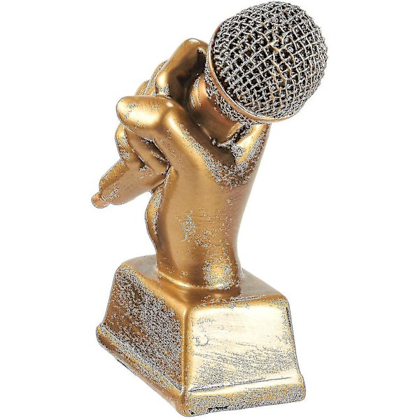 Gyllene Mikrofon Trofé - Liten Harts Trofé Karaoke, Singin1pcs-guld