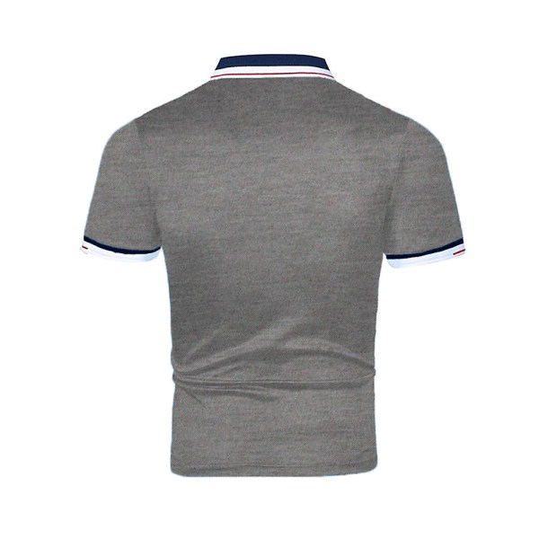 Herr Enfärgad Pikétröja med Krage Kortärmad Golf T-shirt Dark Gray 3XL