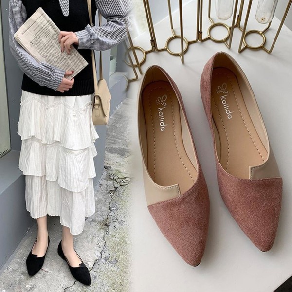 Dam Casual Flats Skor Spetsig Tå Balett Bekväm Mjuk Slip On Flats Skor För Daglig Användning Shopping Pink 40