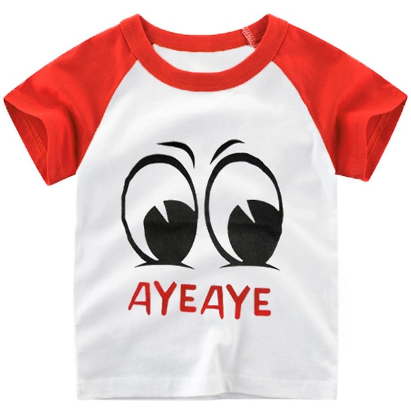 Tecknad raglanärm för barn T-shirts med rund hals Kortärmad sommar Basic Tees Skjorta Toppar för pojkeflicka Eye Paint 2-3 Years