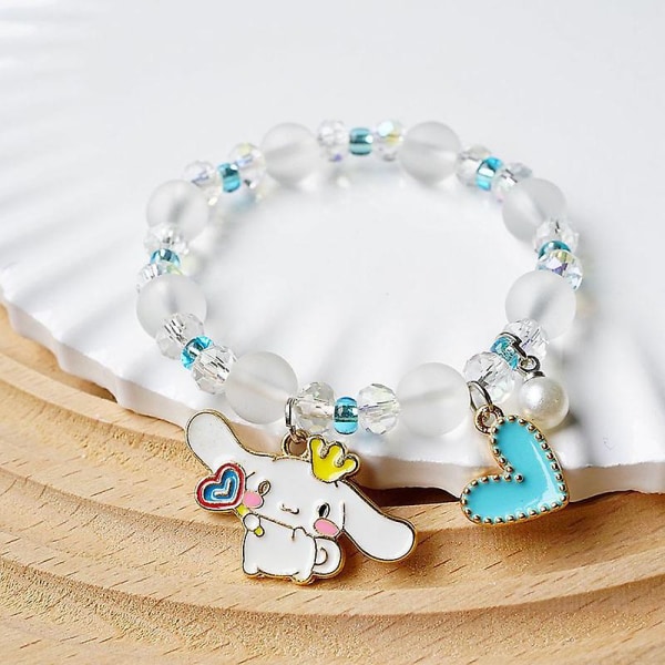 Kawaii Sanrioed Plys Anime Cinnamoroll Armbånd Kæder Tegneserie Mænd Og Kvinder Gave Venskabs Charms Elastisk Reb Smykker Legetøj NM