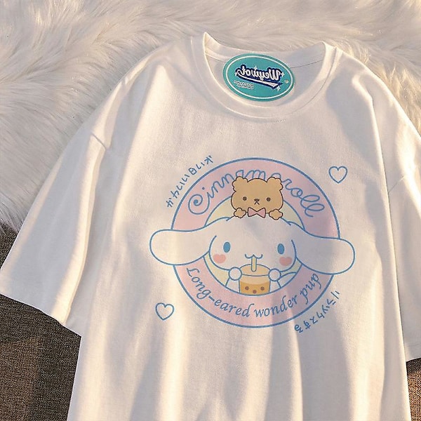 Fashion Kawaii Sanrios Kortärmad Söt Mjuk Cinnamoroll Tecknad Anime Vilt Tryck Kortärmad Plyschleksaker För Flickor Gåvor XL 12