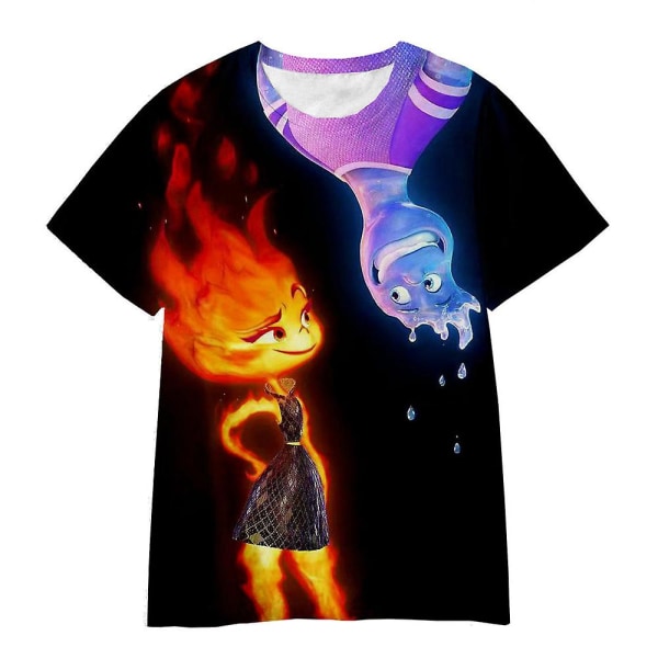 Elemental Movie Print T-shirt barn sommar kortärmad tecknad Casual t-shirt för pojkar, flickor C 5-6Years