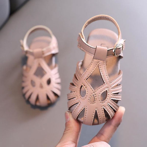 Lasten pehmeäpohjaiset kesäkengät T-remmillä, suljettu kärki, pienten lasten kengät, tyttöjen prinsessa liukueste rantasandaalit Csh1102 Pink 23 Insole15CM