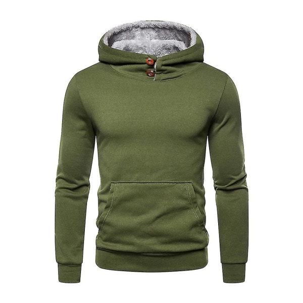 Herr Sweatshirt Hoodies Träningskläder Sporttoppar Casual Varm Pullover Army Green 2XL