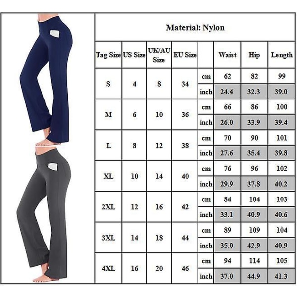 Dame Ensfargede Elastiske Yoga Bukser med Høyt Liv Pustende Komfortable Full Lengde Vide Ben Sommer Casual Flare Bukser Dark Blue L