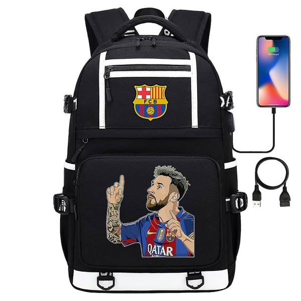 Messi Barcelona tryckt ryggsäck resväska student skolväska vattentät datorväska33