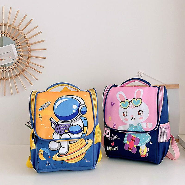 Ultralet Børne Rygsæk Førskole Børnehave Skoletaske Sød Tegneserie Kanin Astronaut Print Rygsæk pink 25x34x14cm