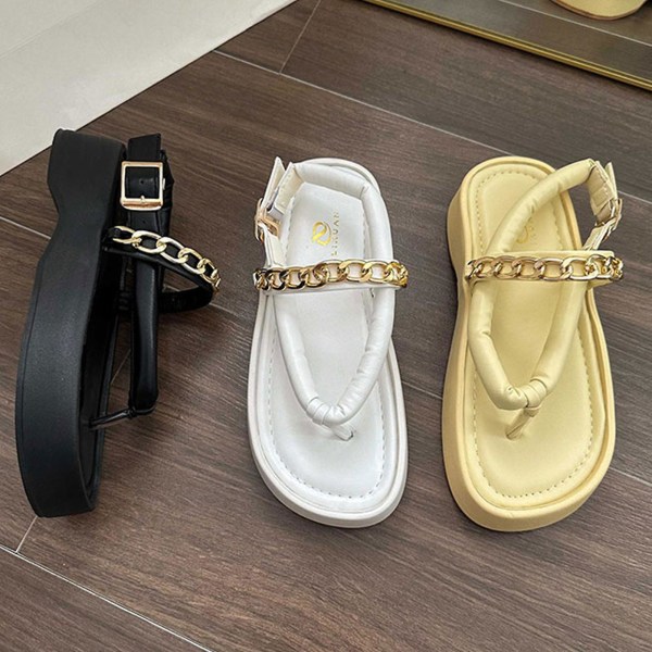 Platåflip-flops för damer, lätta sandaler med tjock sula, lämpliga för strandbruk Creamy-white 39