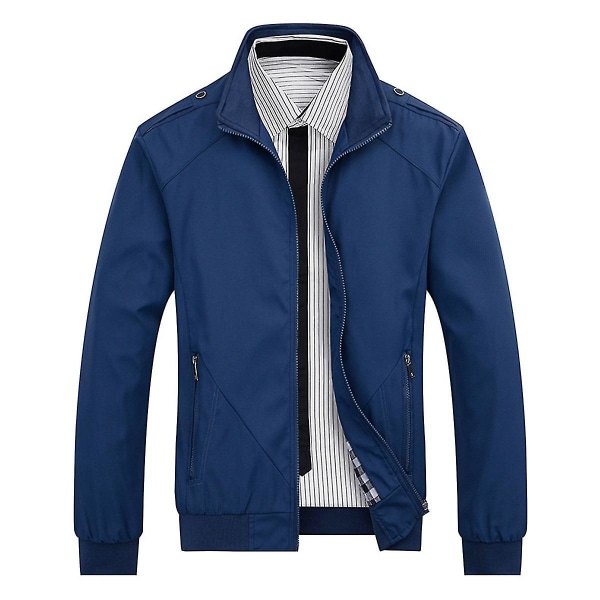 Herre Ensfarget Løs Casual Jakke Blue 2XL