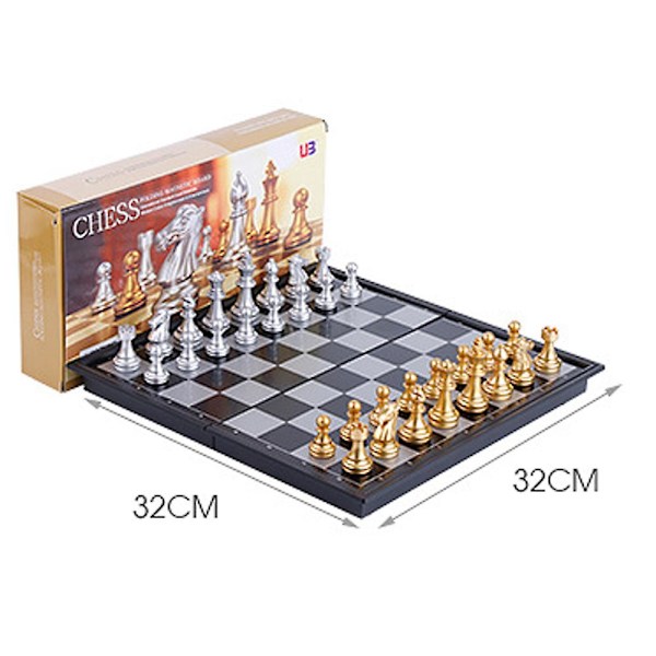 Mini Schackset Portabelt Hopfällbart Schackbräde Magnetiskt Reseschackset Gåva För Barn Och Vuxna