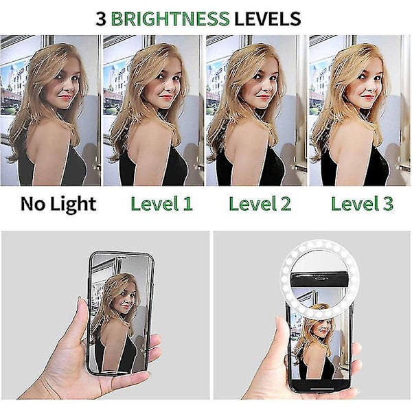 Selfie Ring Light Genopladelig Bærbar Clip-on Selfie Fill Light Til Smartphone Fotografering, Piger Make Up