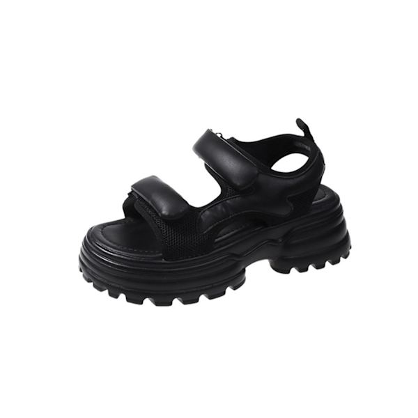 Naisten Platform-korkosandaalit, rennot pehmeät avokärkiset sandaalit, lahja jouluksi, syntymäpäiväksi, uudeksi vuodeksi Black 40
