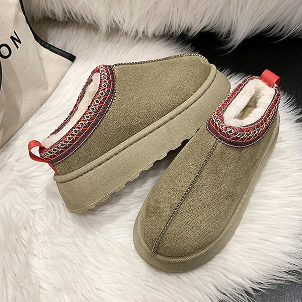 Dam Plattform Stövlar Tofflor Andas Värmande Tofflor Perfekt Present Till Jul Light Brown 41