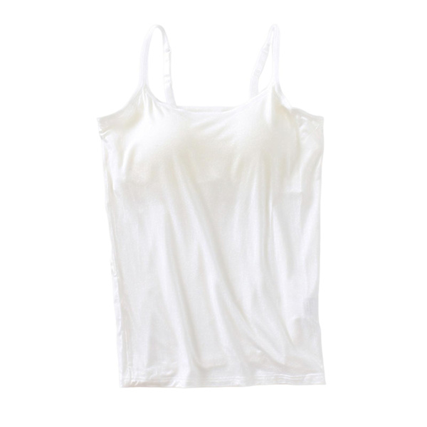 Damlinne med inbyggd BH Justerbara Spaghettiband Linne Topp För Kvinnor Formell Vardag Fest Bal White 2XL