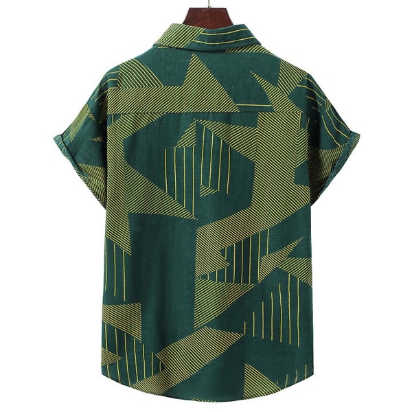 Miesten loma-tyylinen paita napillinen puuvilla pellava lyhythihainen t-paita kauluspaita Navy M