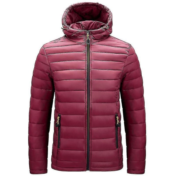 Herr Pufferjacka Packable Pufferjacka Vattenavvisande Huvförsedd Isolerad Lätt Utomhus Dunjacka Wine red M