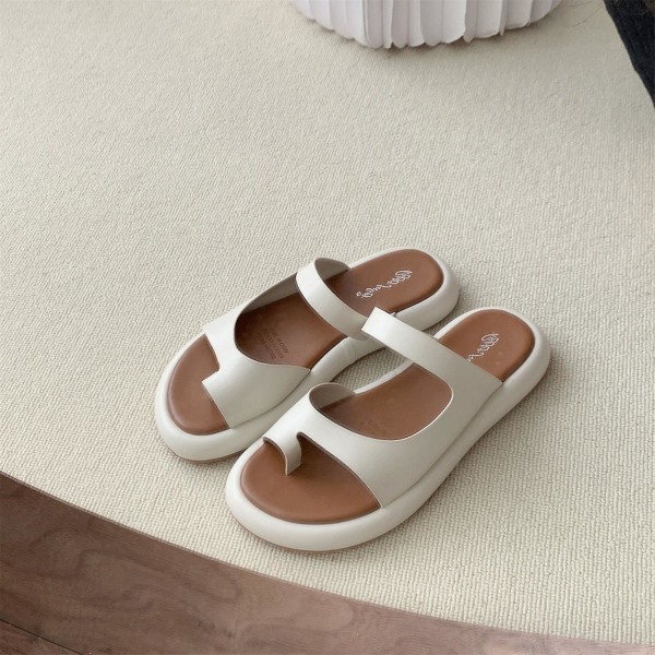 Kesäiset naisten sandaalit ilman hiertäviä jalkoja, tohvelit, lahja jouluksi, syntymäpäiväksi, uudeksi vuodeksi Creamy-white 38