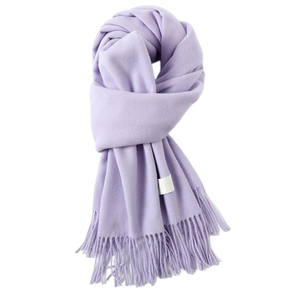 Lång Tofs Sjal Mjuk Bekväm Ledig Enkel Värmande Halsduk För Vinter Utomhus Lilac Purple 200cm
