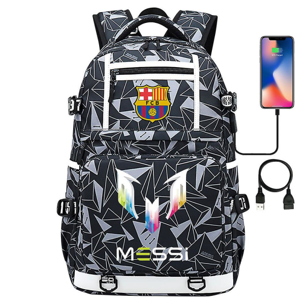 Messi Barcelona tryckt ryggsäck resväska student skolväska vattentät datorväska32