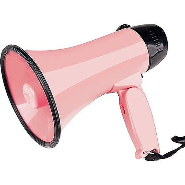 Bärbar megafon bullhorn 20 watt kraft megafon högtalare röst och siren/larmlägen med volymkontroll och rem Pink