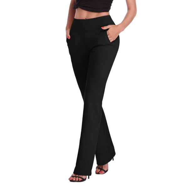 Yogabyxor för kvinnor Caprisbyxor med vida ben för kvinnor för formella festkläder Black L