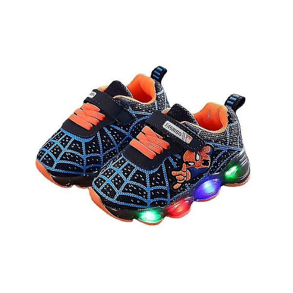Børne Sports LED Sko Spiderman Lysende Sneakers black 35