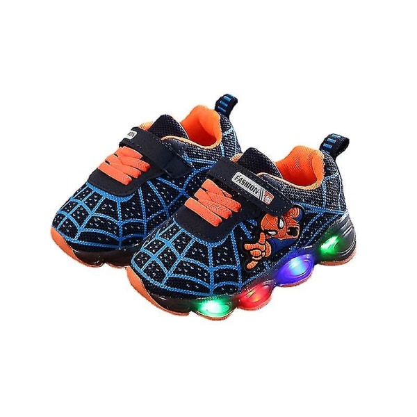 Kids Sports Led Shoes Spiderman Lighted Sneakers black 35