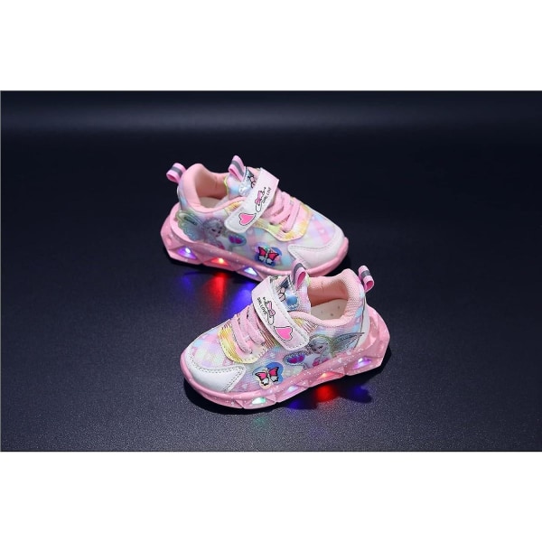 Coola skor för flickor Elsa Led Light Up skor Blinkande barnskor Sneaker Sport Blinkande sneakers 22 EU Lila Leder