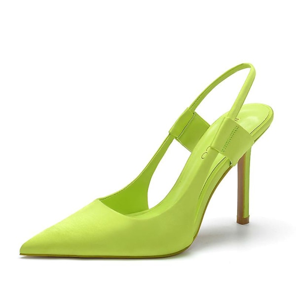 Franske Designer Dame Pink Høje Hæle, Tynde Høje Hæle Mules Slanke Hæle Elegante Sandaler Sko Yellow 35