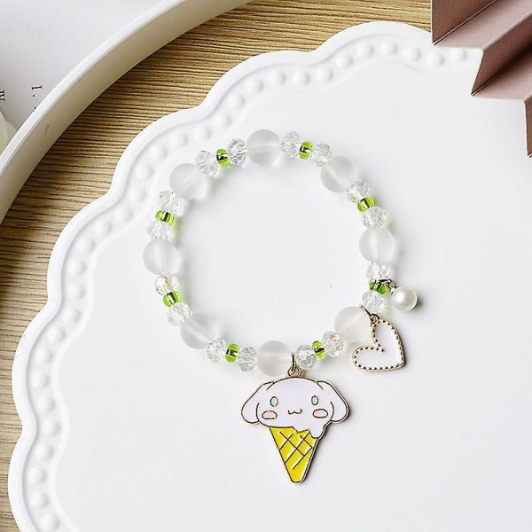 Kawaii Sanrioed Plys Anime Cinnamoroll Armbånd Kæder Tegneserie Mænd Og Kvinder Gave Venskabs Charms Elastisk Reb Smykker Legetøj NM-5