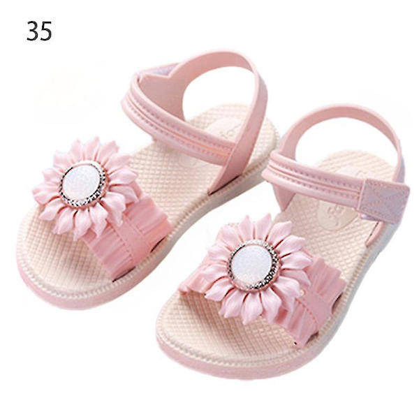 Pigesandaler med åben tå, margueritblomst, sommerstrandsko med PVC-sål, skridsikre Apricot 35
