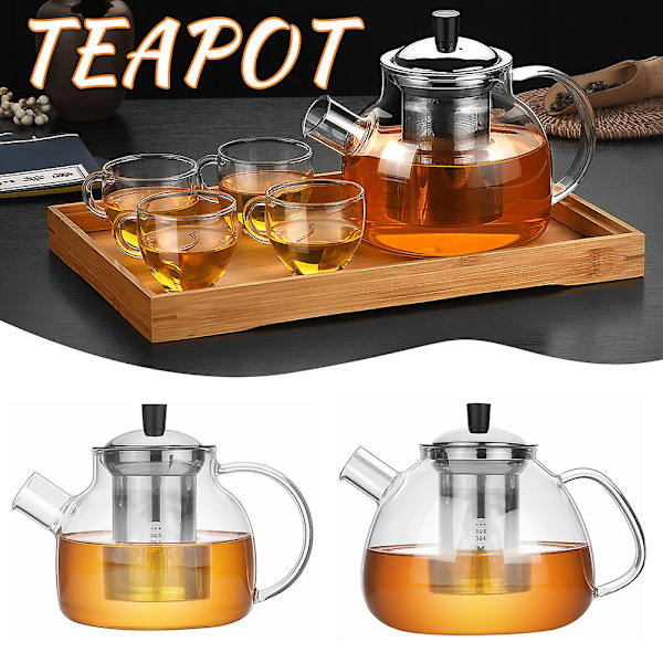 Transparent tekanna set sommar te dricka kittel rund värmebeständig tekanna 800ml