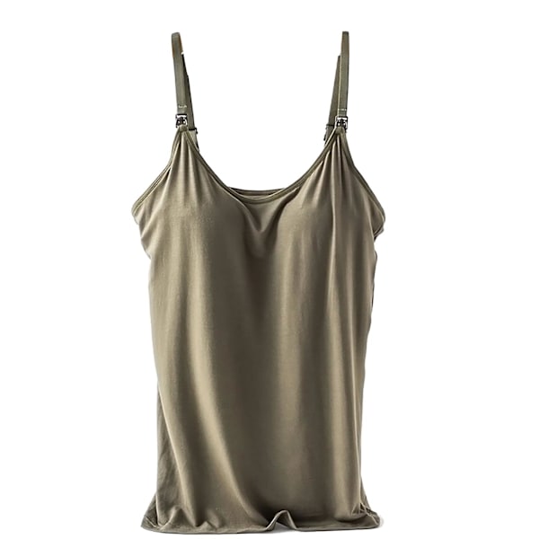 Gravide Kvinner Ammeundertøy Camisole Maternity Justerbare Stropper Innebygd Pad Vest Topp Underskjorte Loungewear Army Green L