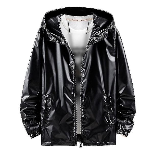 Herre Skinnende Vanntett Jakke med Hette Black XS