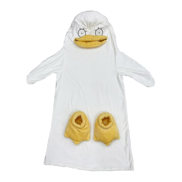 Anime Söt Anka Pyjamas Kostym Jumpsuits Vinter Polyester Vuxen Tecknade Kläder White XL