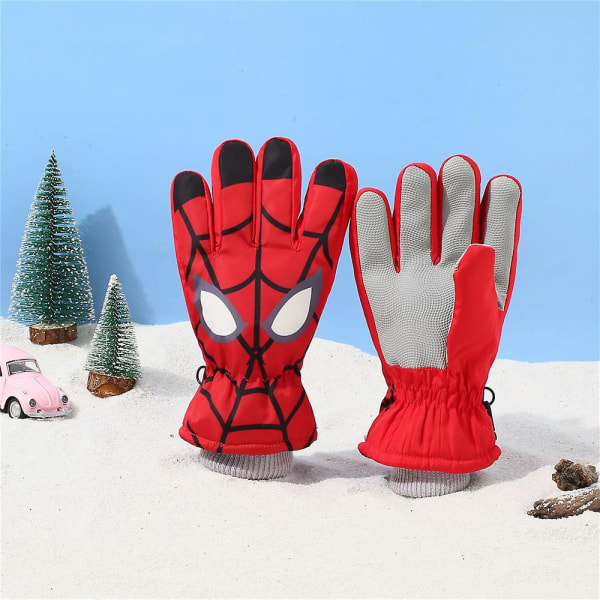 Spiderman/ Enhjørning Print Barn Gutter Jenter Vanntette Snø Skihansker Vinter Varme Tykke Plysj Hansker Red Spider-man