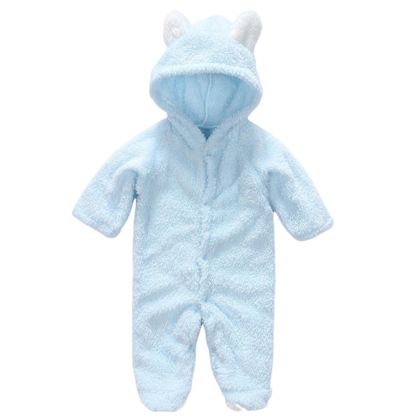 Nyfødt Hætte Romper Jumpsuit Behagelig At Bære Med Sødt Dyredesign Til Fødselsdagsgaver Nytårsgaver Light Blue 0-3m