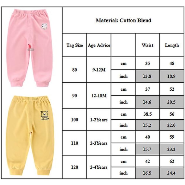 Børn Unisex Tegneserieprint Elastiske Taljebukser Joggingbukser Sportstøj Yellow 3-4 Years