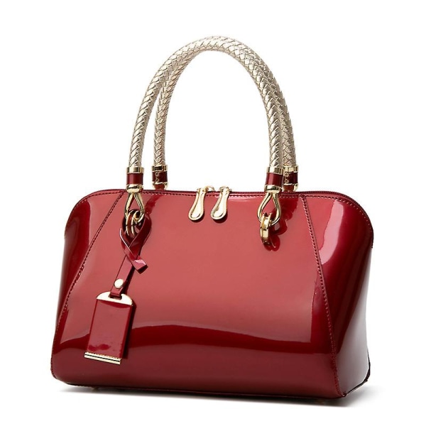 Lyx designerhandväska Shiny Läder Boston Väska Mode Blå Röd Svart Beige Rosa Väskor För Kvinnor Sac De Luxe Femme 1