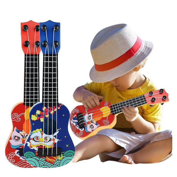 Minigitarr för baby nybörjare klassisk miniukulelegitarr pedagogisk musikinstrumentleksak för barn tidig utbildning Blue
