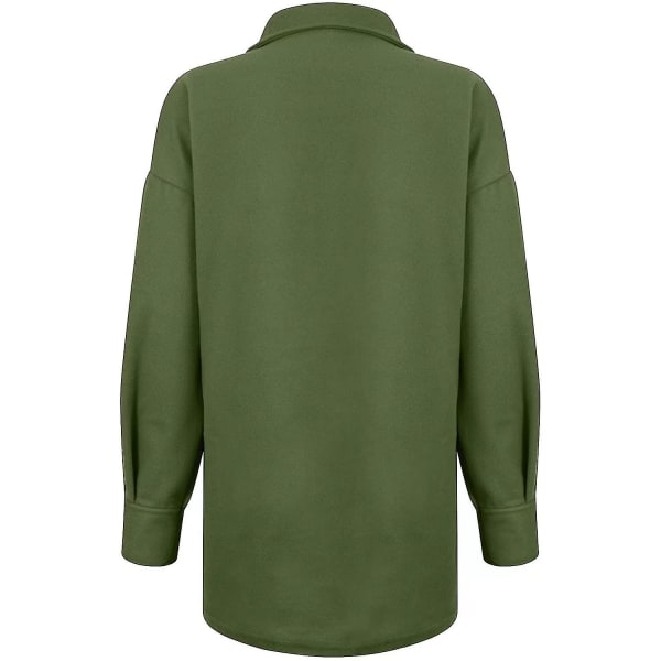 Løstsittende fleecejakke for kvinner med knapper og lommer Green XL