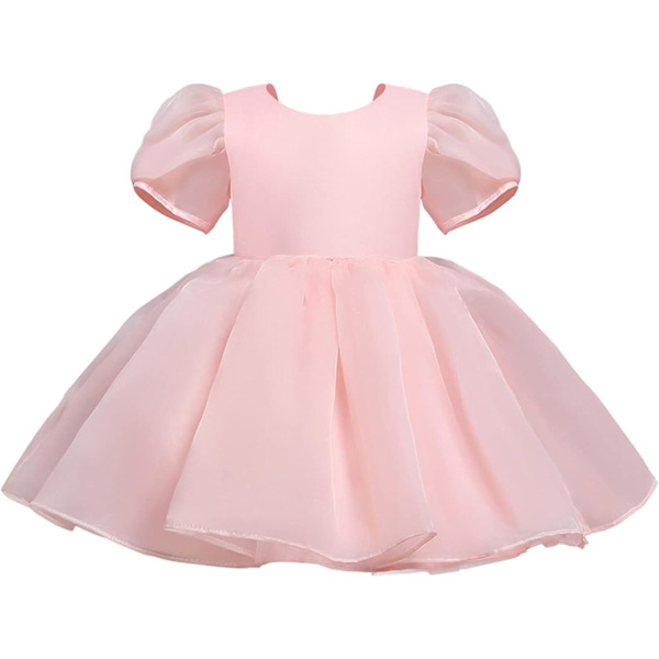 Flickklänning Puffärm Sommarklänning Flicka Prinsessklänning Rygglös Hög Midja Flickklänningar För 2-10 År Pink 1 2 Years