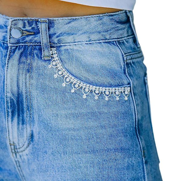 Naisten löysät leveälahkeiset farkut pitkät housut rennot suorat denimhousut M