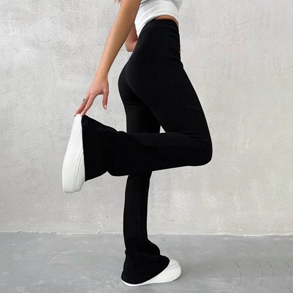 Elastiska Högmidjade Dambyxor Sexiga Utsvängda Punkbyxor Streetwear Lämpliga För Shopping Black M