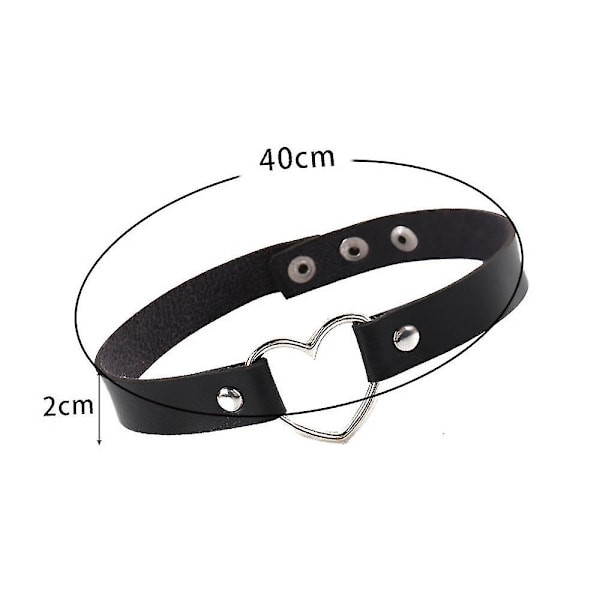Tyttöjen Naisten Punk Choker Kaulakoru Goottilainen Sydän Nahka Kaulanauha Black